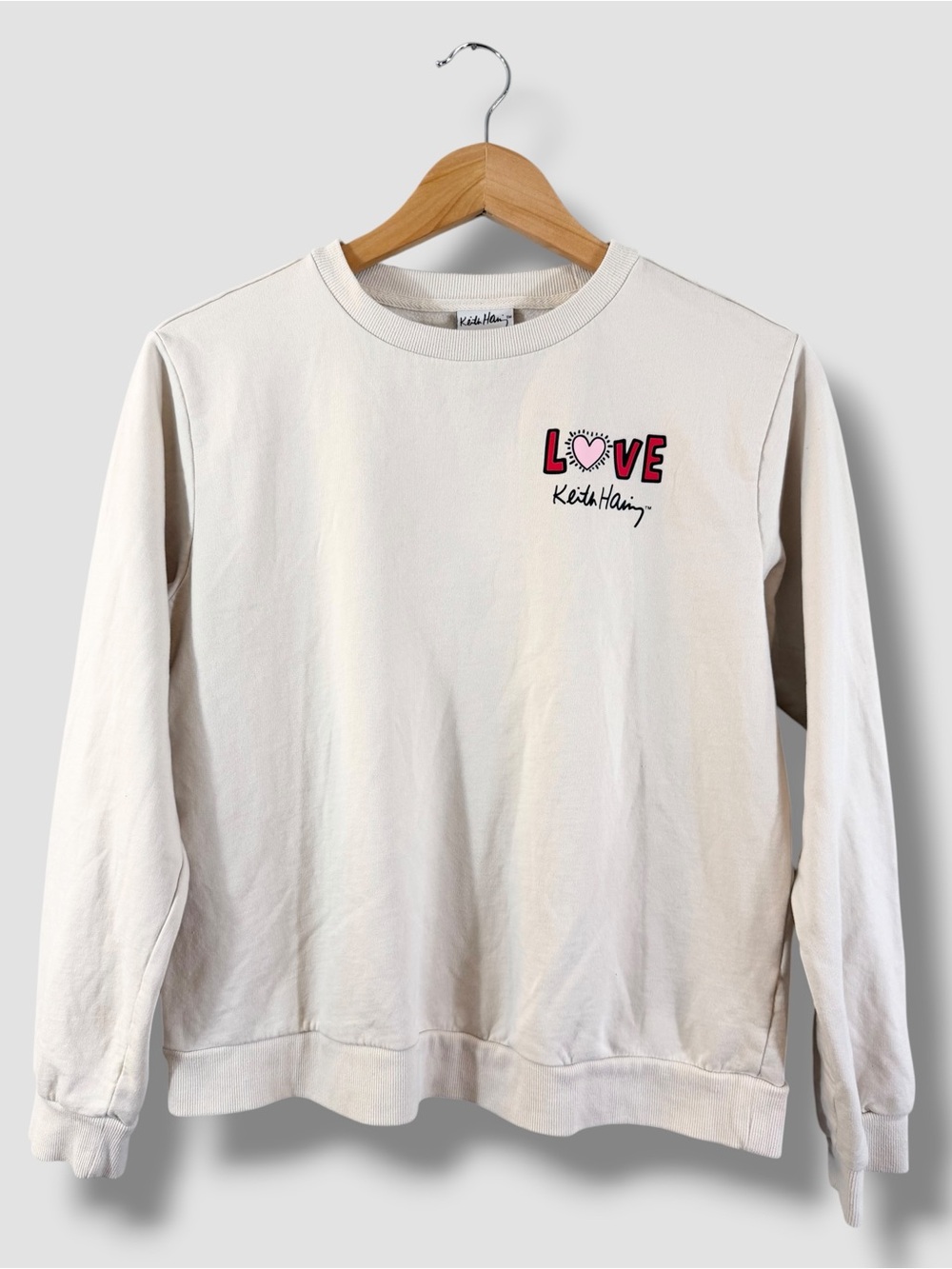 Keith Haring Ivory Sweatshirt Size S Crewneck Long Sleeve  Streetwear Casual